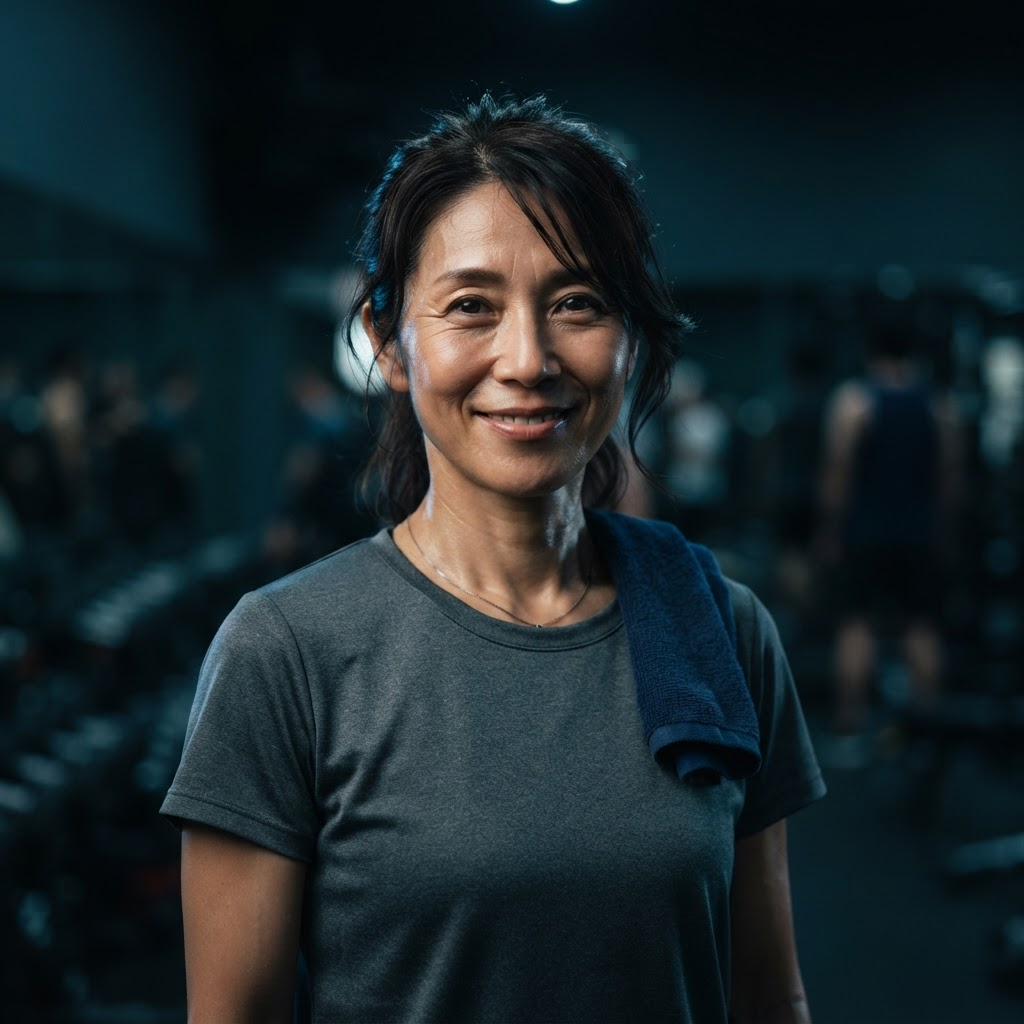 フィットネスクラブに通う40代の女性会員のポートレート