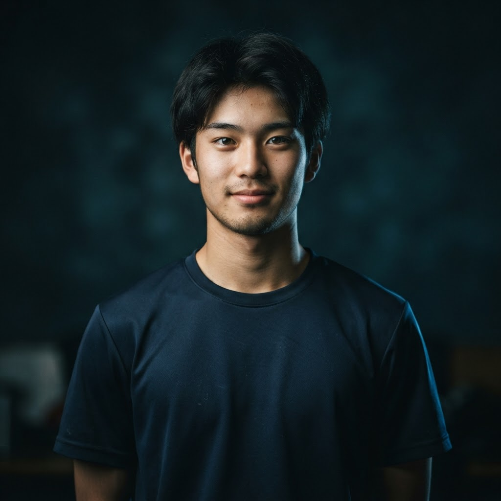 練習着姿の高校生選手のポートレート